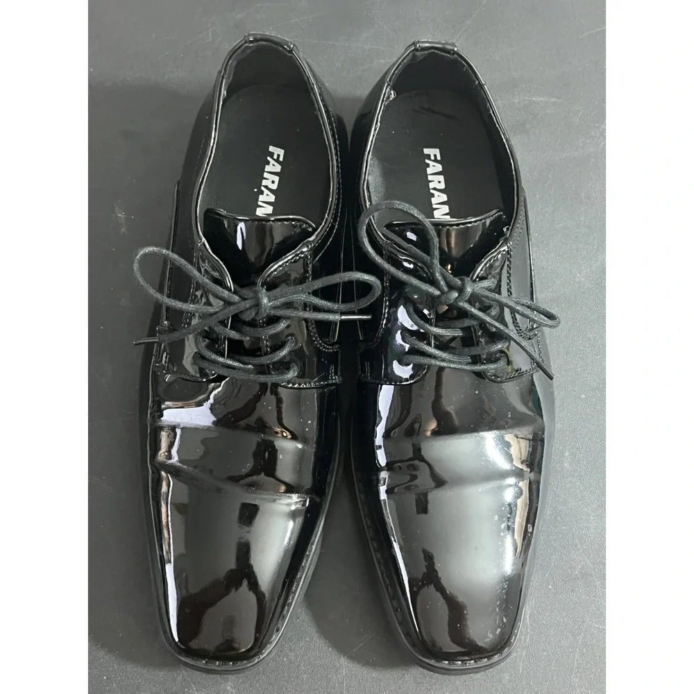 Faranz Patent Men's PU Leather Dress Shoes Square Toe Loafer Size 7.5 F4692